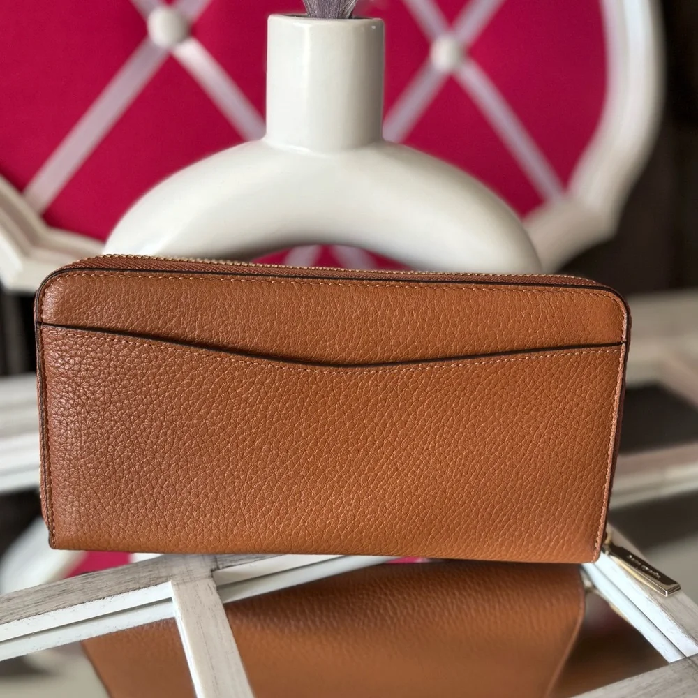 Kate Spade Brown Leather Zip Around Long Wallet - Picture 5 of 6
